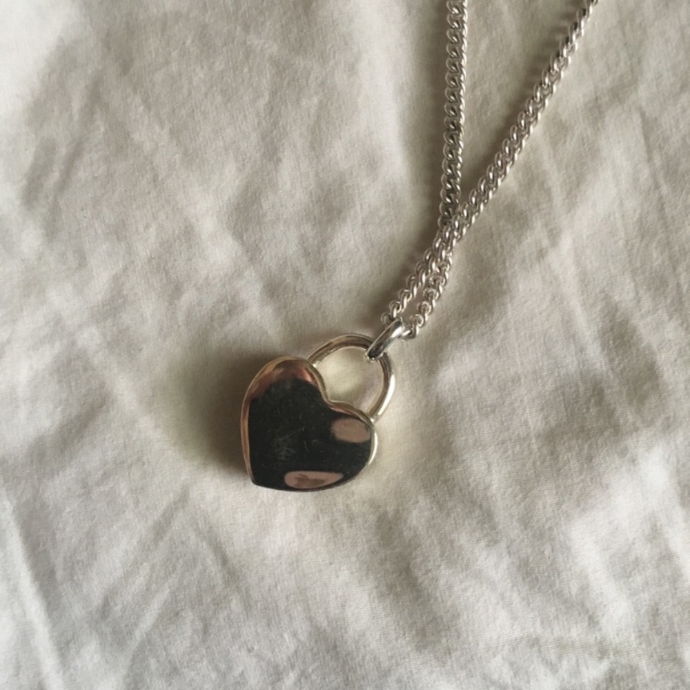 Coach Silver Heart Lock Necklace - Picture 3 of 5